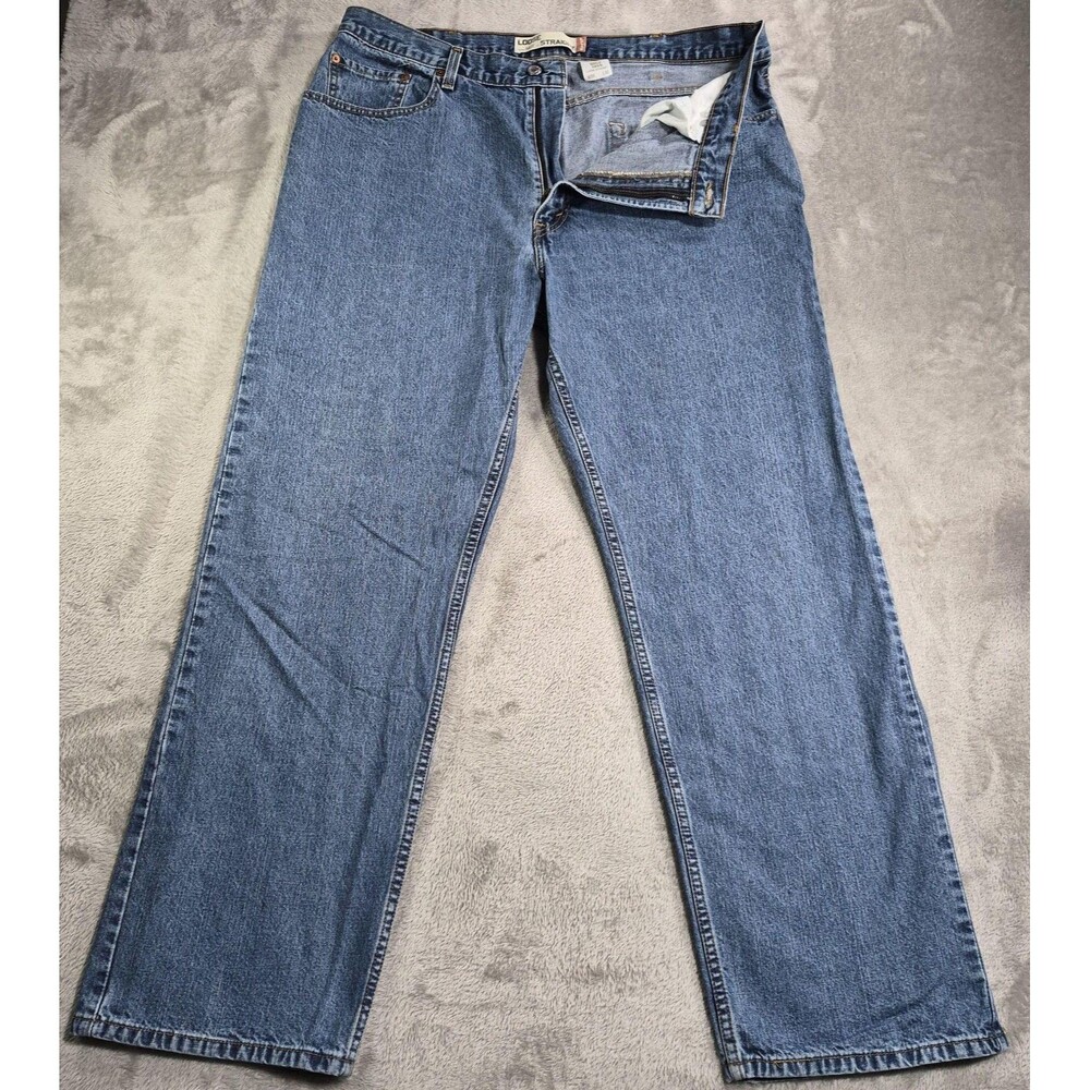 Vintage Levi's 569 Jeans Mens 38x32 Blue Med Wash Relaxed Straight Zip Fly Denim